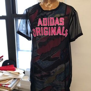 New Adidas Original Sheer Mesh Dress Tee XS
